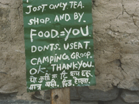 Sign at Gorak Shep teahouse